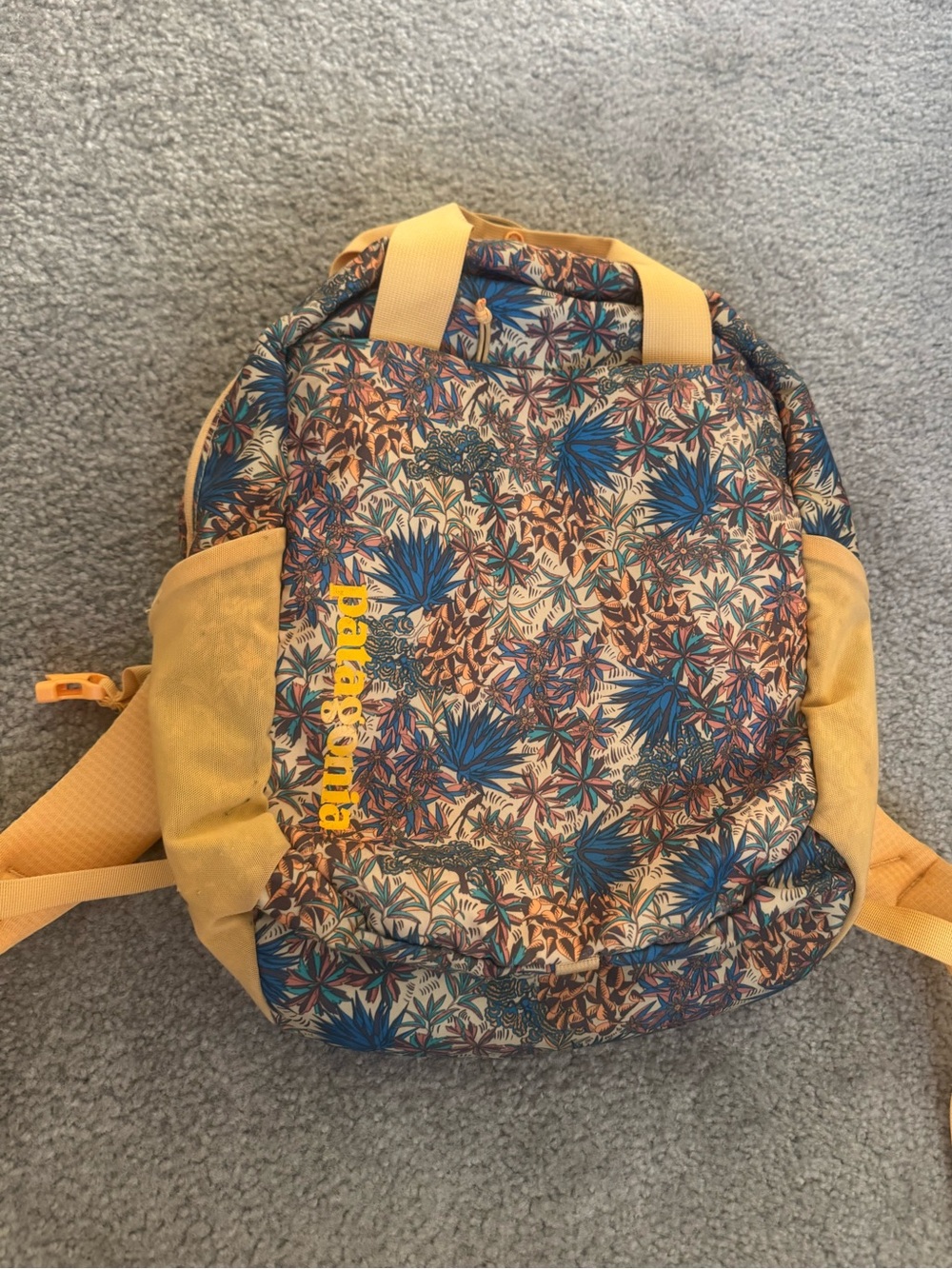 Patagonia Floral Backpack with Yellow Accents